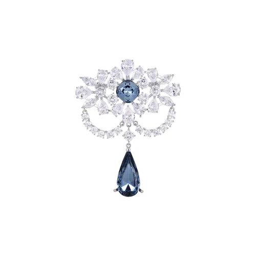 Фиолетовые синтетические кубические циркониевые брошки женские