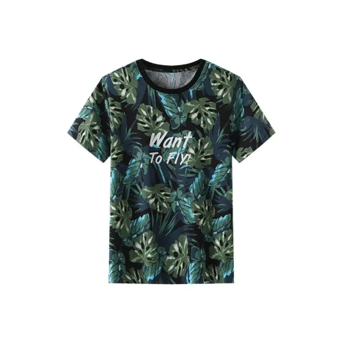 ARTSDON Средний Зеленый Цветочный Мужская T-Рубашка