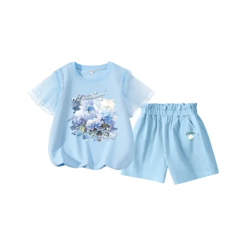 La Chapelle Синий/Масло Paintings Голубой цветок Джинсовый синий/L Белый узор Цветочная почка K Детский сад Повседневная спортивная одежда