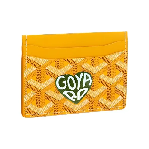 GOYARD Saint Sulpice Холст с кожей Собака's Teeth Картхолдер Картхолдер Унисекс Желтый зеленый Маленькое сердце