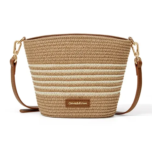 CinvaiKrose Хлопок Rope Сумка через плечо Сумка-ведро Маленькая Женская Черная Белая Хаки Белая