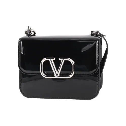 Valentino Vlogo Лакированная кожа Сумка через плечо Сумка на плечо Женская Черная