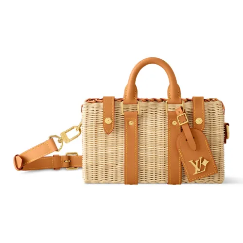 LOUIS VUITTON Keepall Rotan с коровьей кожей комбинированная сумка через плечо сумка обычная женский натуральный