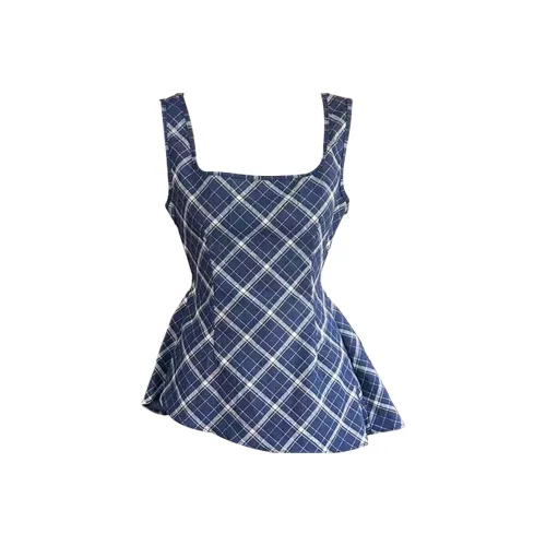 HeartyBite Low Cut Синие Клетчатые Майки Женские Майки