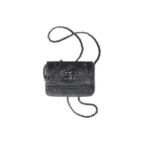 CHANEL Lambskin Coin Wallet Handheld Bag Crossbody Bag Women's Black