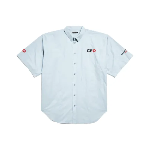 Balenciaga Рубашка Свободного кроя Мужская Светло-синяя