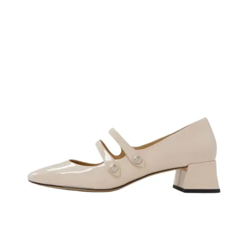 COACH Angelina Грубый каблук Туфли Мэри Джейн 4CM Женские Розово-белый