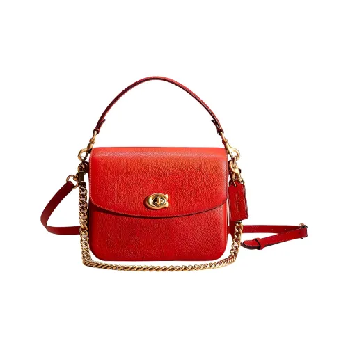 COACH Cassie Кожаная квадратная сумка ручная сумка сумка через плечо маленькая женская красная