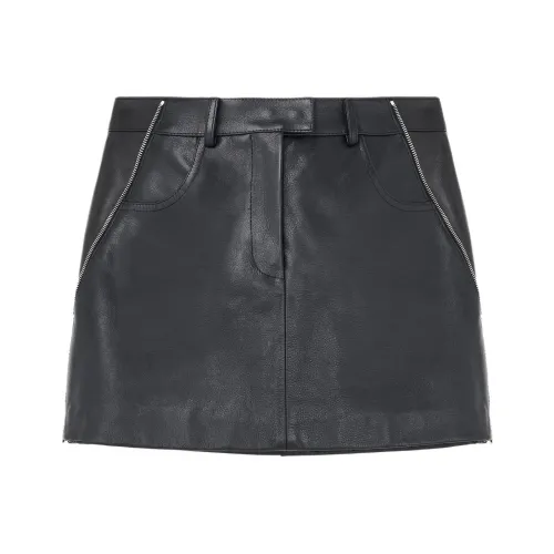 Alexander McQueen SS25 Кожаные короткие юбки Женские Черный