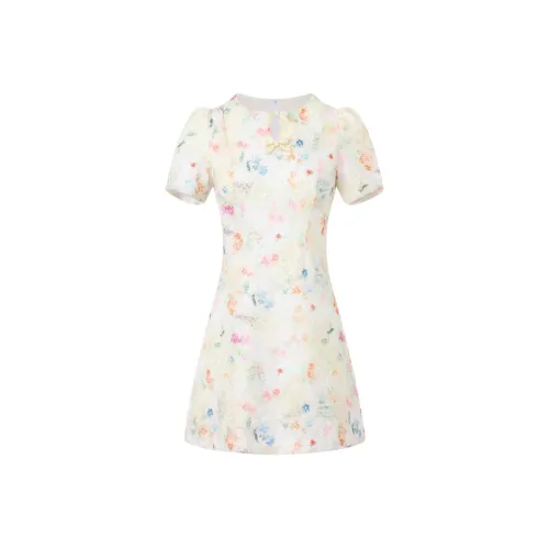 Fish Rabbits Короткий рукав платье женское