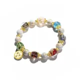 Белый браслет с бусинами "Бог богатства"