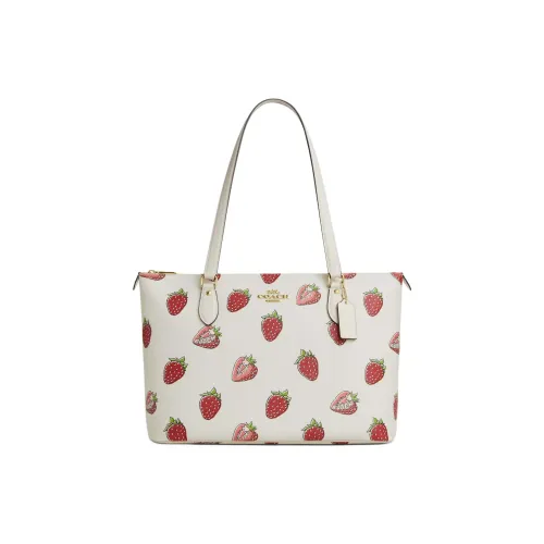 COACH Gallery Покрытый холст Сумка на плечо Большая Женская Белая и Красная