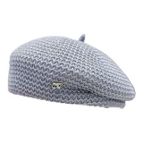 Двойная кольцевая пряжка, берет - серый