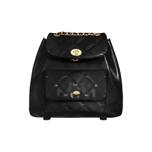 SURELAPTOP Musk Synthetic Leather Backpack Women's Black Pink SURELAPTOP Мускус Синтетическая Кожа Рюкзак Женские Черный Розовый