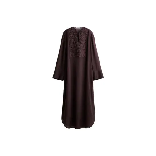 H&M Однотонные Женские Платья с Длинным Рукавом