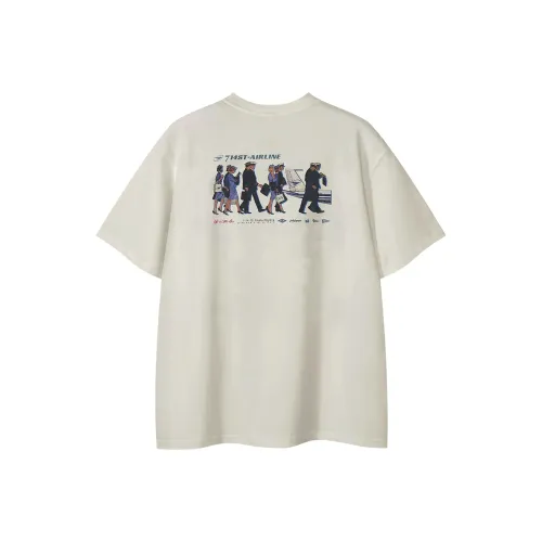 714STREET Тяжелый Круглый вырез Свободный крой Спущенные плечи Короткий рукав Т-рубашки Унисекс