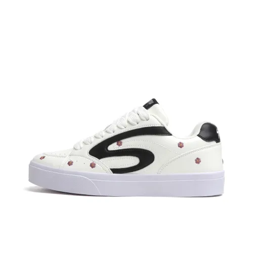 SINPERCO Slip-resistant Abrasion-resistant Lightweight Low-Top Skateboarding Shoes Women's Beige Black SINPERCO Противоскользящие Износостойкие Легкие Низкие Кроссовки для Скейтбординга Женские Бежево-Черные