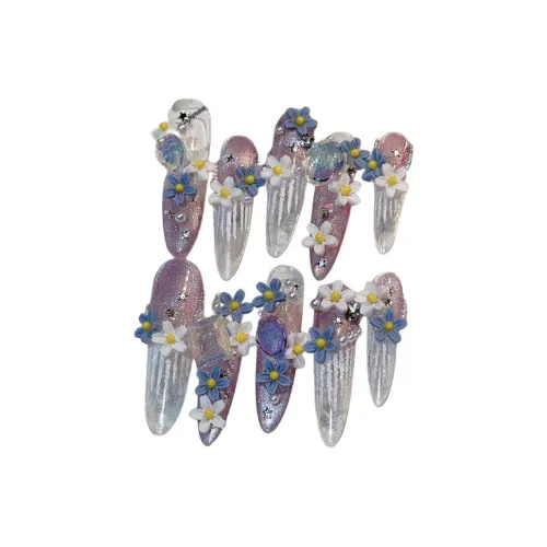 Future Maple Ледяной Прозрачный Телесный Французский Pearl Star Flower Дизайн False Nail Long Фиолетовый Смоки Однотонный