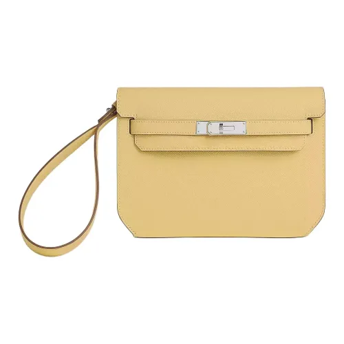 HERMES Kelly Depeches Epsom Телячья кожа Клатч Женские 1Z Jaune Poussin Цыплячий желтый