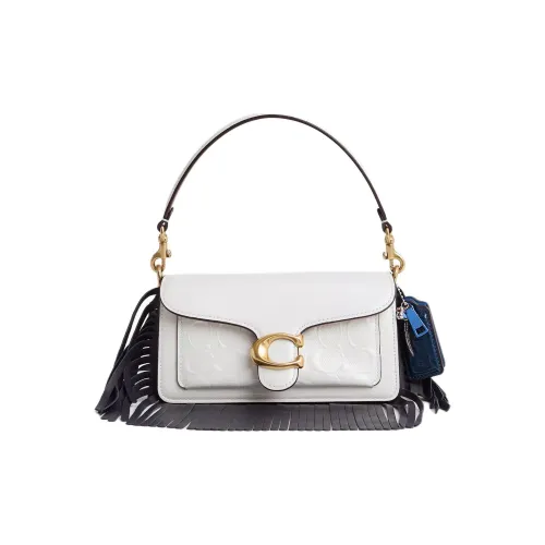 COACH Tabby Лакированная кожа Сумка через плечо Сумка Маленькая Женская Латунь Мел