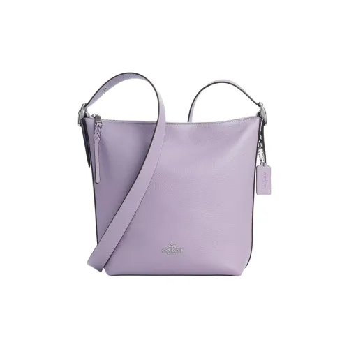 COACH Duffle Кожа Сумка через плечо Средняя Женская Серебряный и Светло-фиолетовый