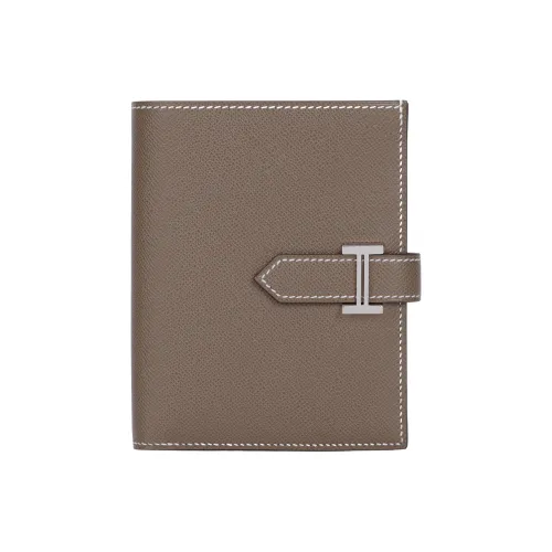 HERMES Bearn Madame Телячья кожа Кошелек Женские 18 этуп слоново-серый