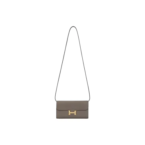 HERMES Constance To Go Кошелек из коровьей кожи Сумка через плечо Обычный Женский 8FGrisétain Оловянно-серый