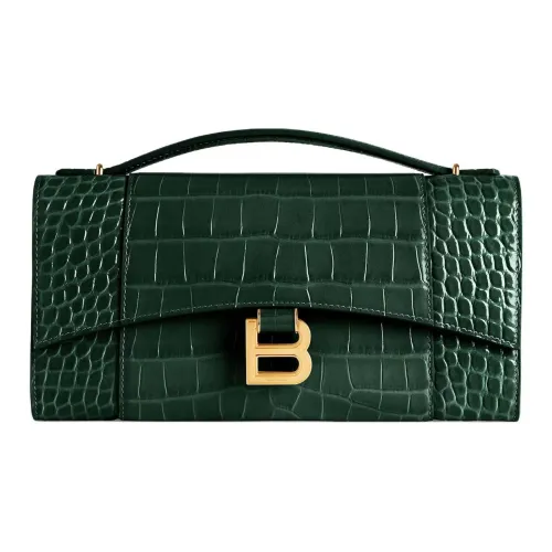 Balenciaga HOURGLASS Крокодиловый узор Тисненый Телячья кожа Одно плечо Сумка Женские Лесной зеленый