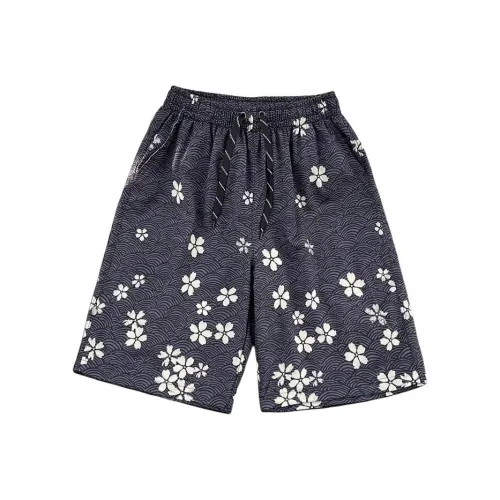 MEIKE Повседневные шорты Унисекс Черный с абрикосовым цветком