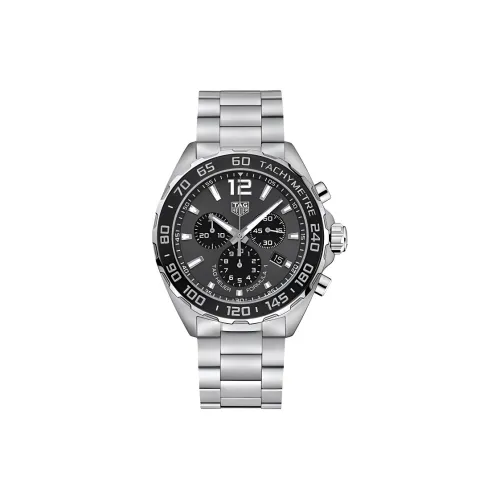 TAG HEUER Кварцевый механизм Мужские часы Часы 43 мм Серый циферблат Корпус из нержавеющей стали Ремешок из нержавеющей стали