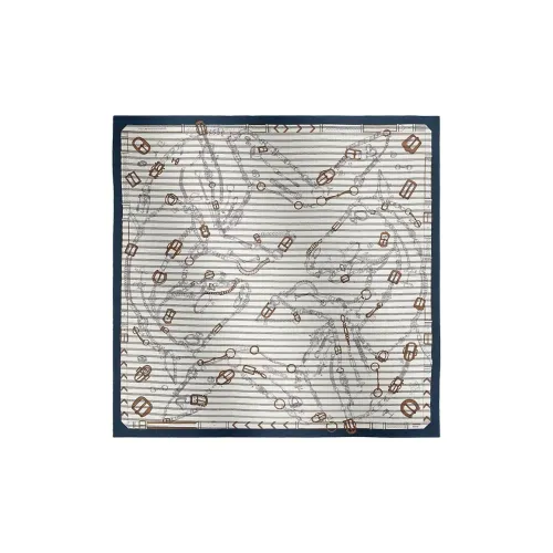 HERMES Палантины Женские Белый Морской Синий