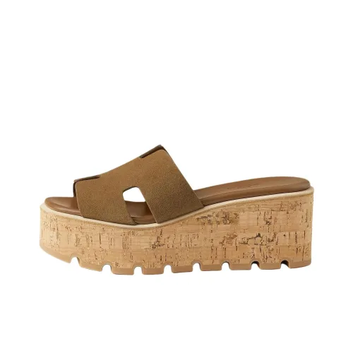 HERMES Eze Слипоны 6,6 см Женские Коричневый