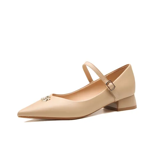 GOSO Грубый каблук Туфли Мэри Джейн Женские Абрикос