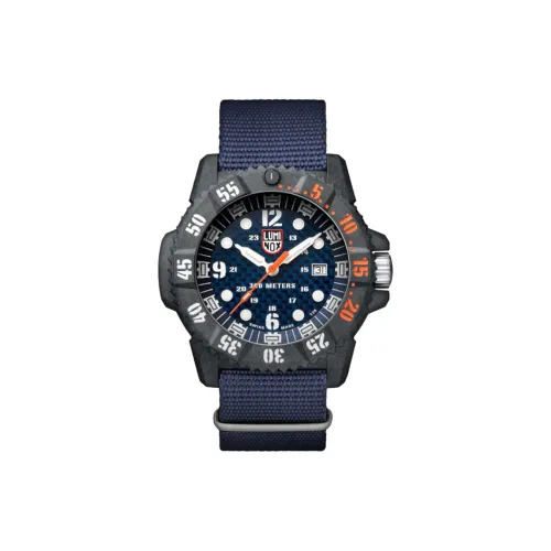 LUMINOX Кварцевый механизм Мужские часы Часы 46 мм Синий циферблат Пластиковый корпус Часы Текстильный ремешок