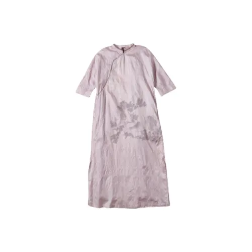 JIXIANGYUER Фиолетовый Хризантема Цвет Женские Ципао