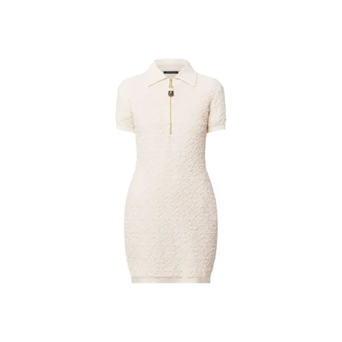 LOUIS VUITTON Короткое платье с короткими рукавами женское белое