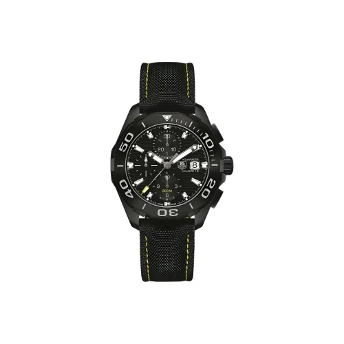 TAG HEUER Автоматический Механический Механизм Мужские Часы Часы 43 мм Черный Циферблат Титан Корпус Часы Нейлоновый Ремешок