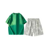 Комплект одежды (Зеленый топ + Светло-серый низ)