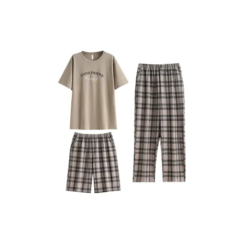 WOLFSFUL LJF6619 Мужской Молочный Кофейный Серый Мужской Пижамный Комплект