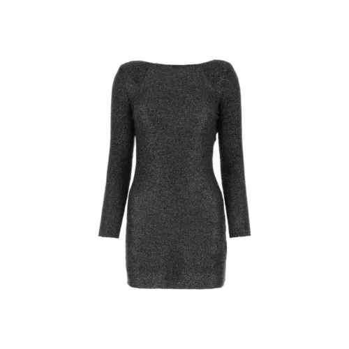 SAINT LAURENT SS20 Длинное платье с длинными рукавами женское черное