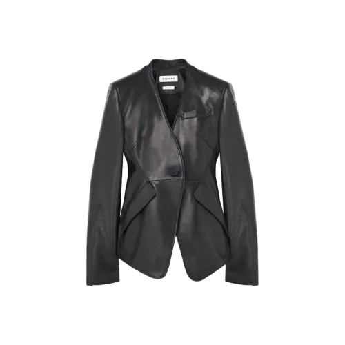 Alexander McQueen кожаная куртка женская черного цвета