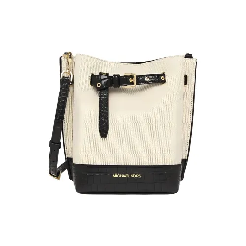 MICHAEL KORS Emilla Холст Ведрообразная Сумка Сумка через плечо Маленькая Женская Черная