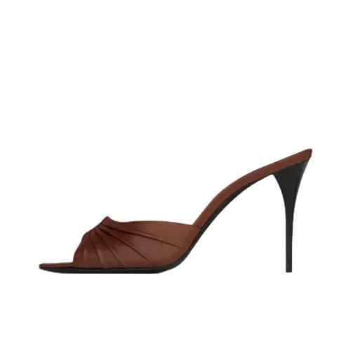 SAINT LAURENT Слипоны 9 см Женские Коричневый