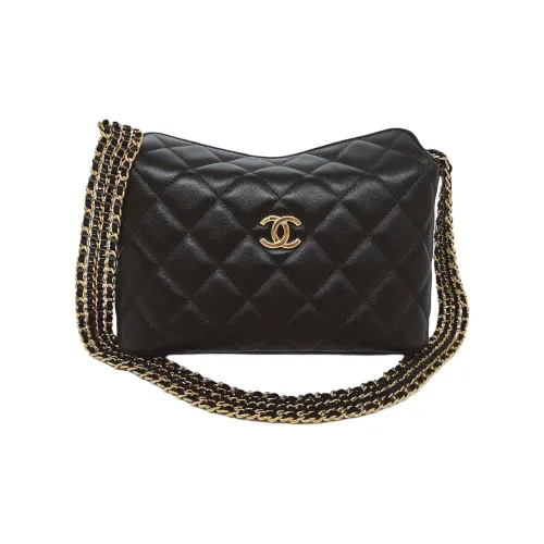 CHANEL Блестящая сумка через плечо из овечьей кожи женская черная