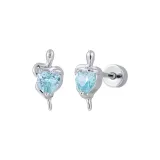 Синие серьги-гвоздики в форме сердца и змеи [1 пара]