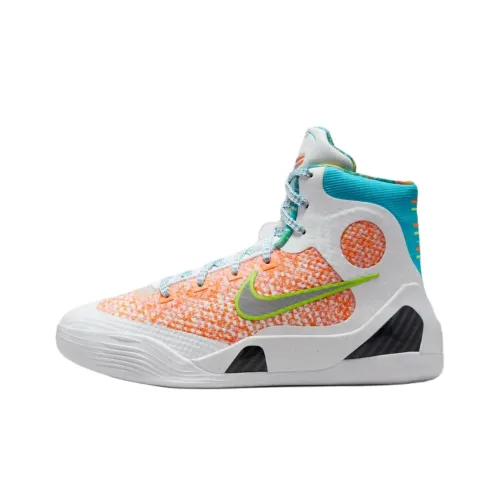 Nike Kobe 9 Slip-resistant Abrasion-resistant High Top Children's Basketball Shoes White Silver Blue Black Найк Кобе 9 Противоскользящий Устойчивый к истиранию Высокий Топ Детские Баскетбольные Кроссовки Белый Серебряный Синий Черный