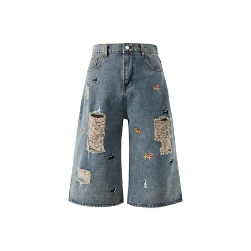 HKRXEC Blue Men's Denim Shorts HKRXEC Синий Мужские Джинсовые Шорты