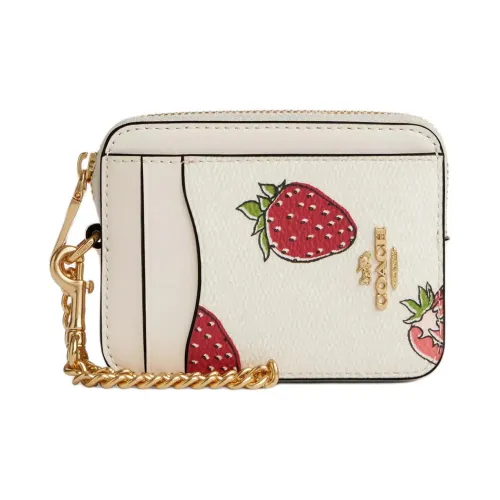 COACH Карточный чехол Покрытие Холст Картхолдер Мини Женский Золото и Мелово Многоцветный