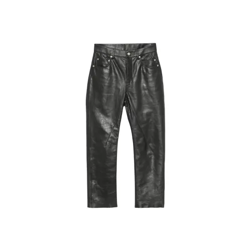 RICK OWENS совместный бренд RO Кожаные брюки Женские Черный