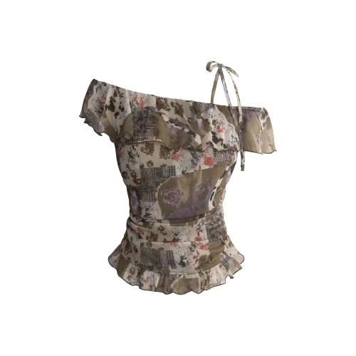 UNIFREE Хаки Женские Шифоновые Рубашки